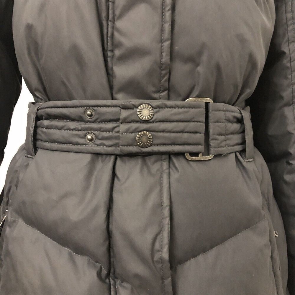 UGG Lambskin 80/20 Duck Down Belted Hooded Mid Length Puffer Coat Woman Size M - Picture 5 of 16